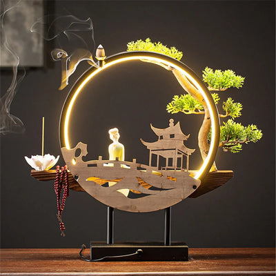Wooden Backflow Incense Burner with Led Light